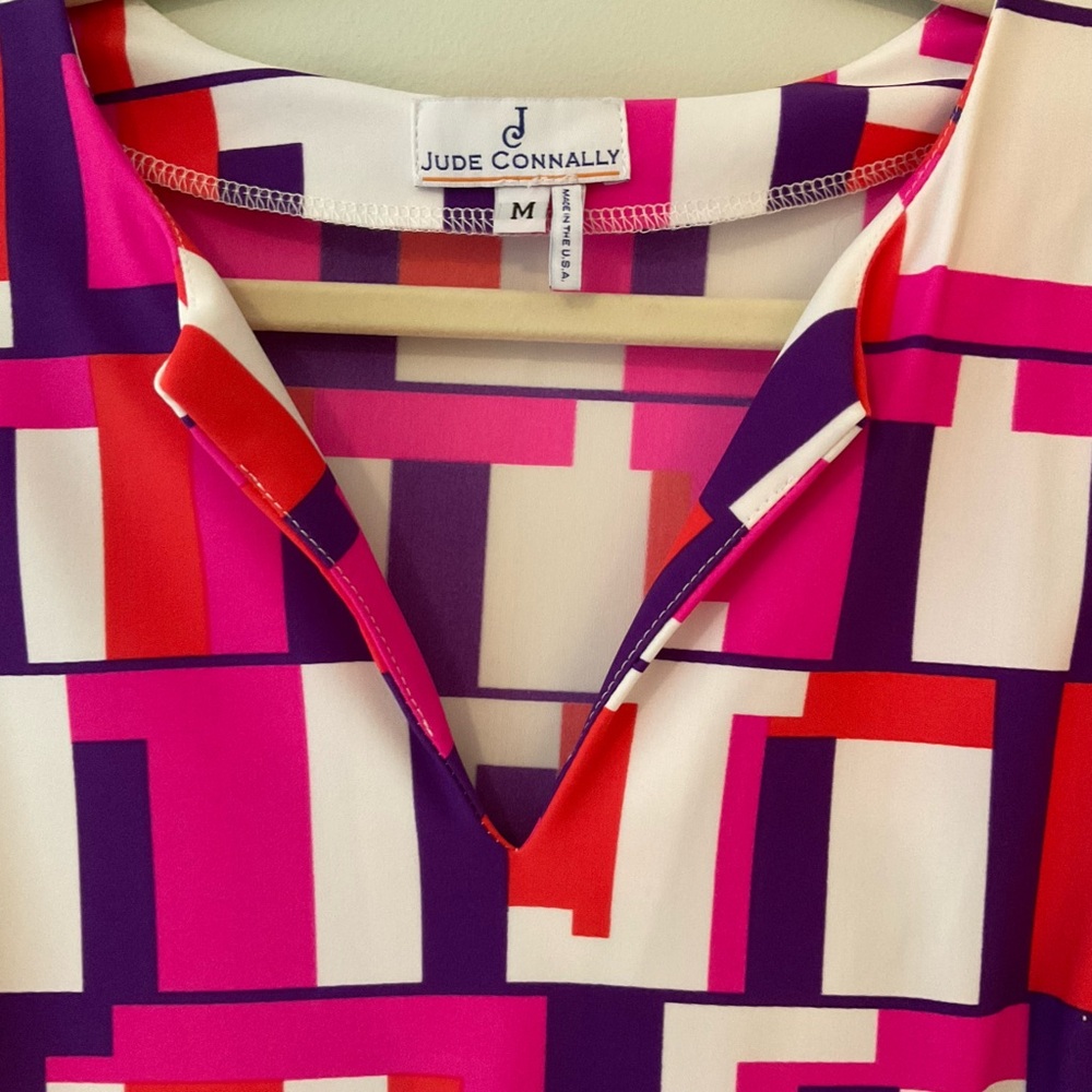 Jude Connally Pink, Purple & Red Geometric Notch-Neck Tunic